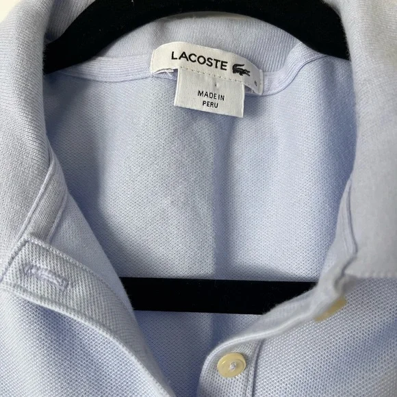 Lacoste Sky Blue Button Down Short Sleeve Polo Tee - Picture 6 of 7